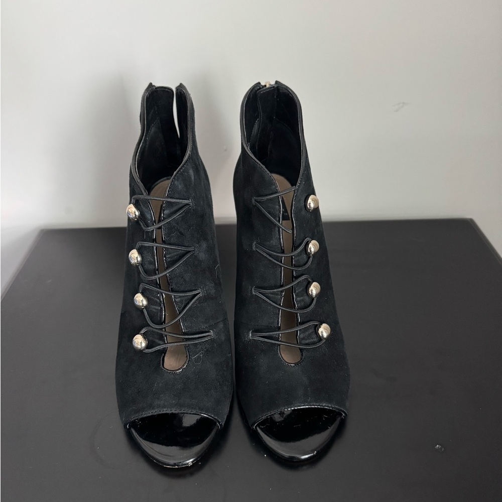 White House Black Market Black Heeled Peep-Toe Shoes